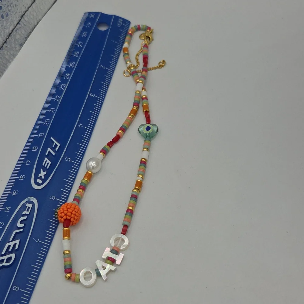 5 for $25! Madewell Colorful Beaded Necklace with Letter Charms - Picture 5 of 5